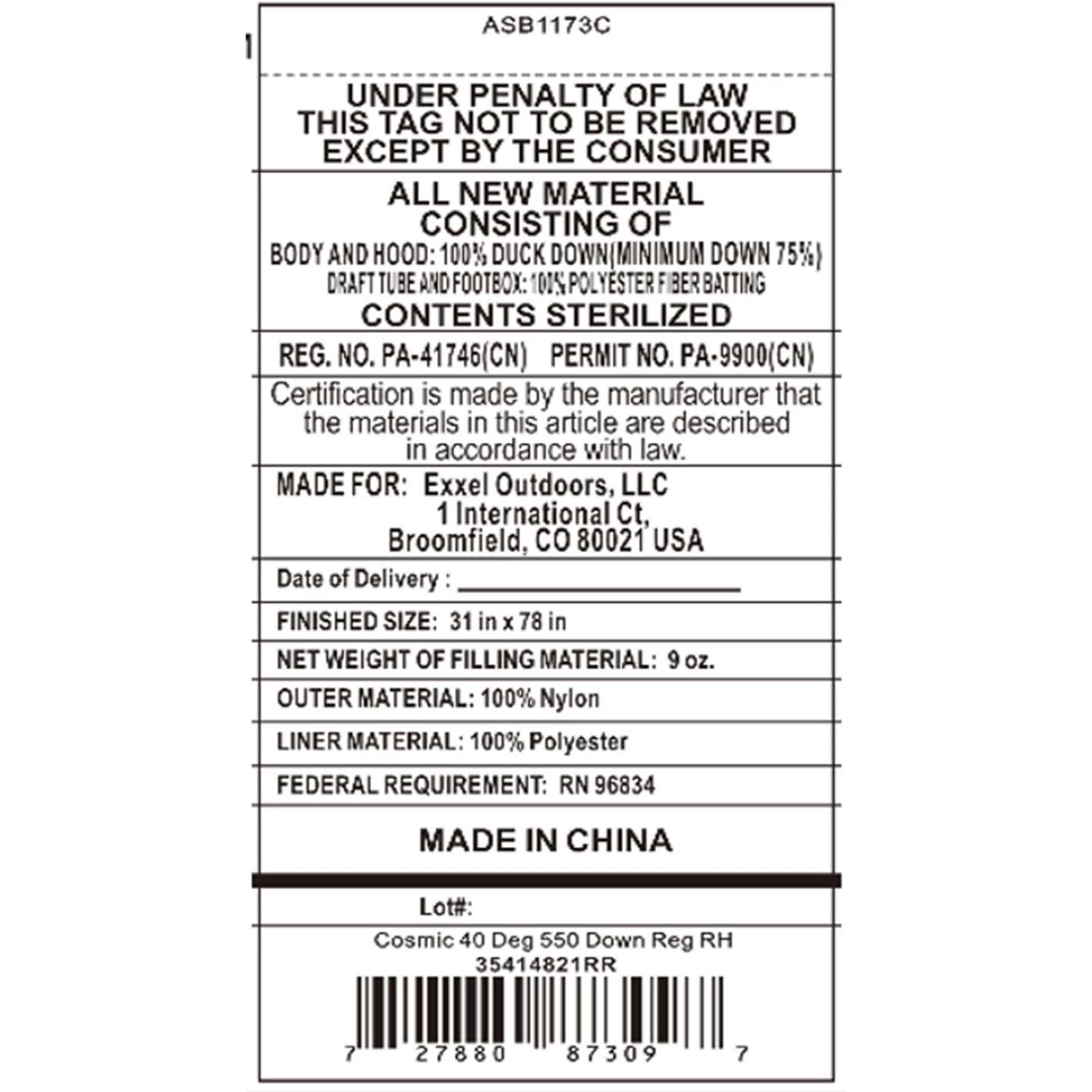 Kelty Cosmic 40 Deg 550 Down Sleeping Bag, Regular Size, Right-Hand 5 Kelty Cosmic 40 Deg 550 Down Sleeping Bag, Regular Size, Right-Hand - Image 5